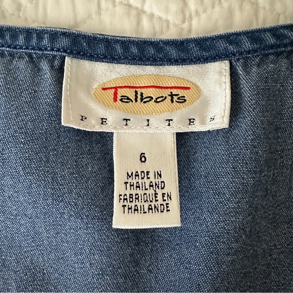 Vtg 90s Talbots Blue Denim Chambray Jean Jumper Sleeveless Midi Dress Lagenlook - Picture 5 of 10